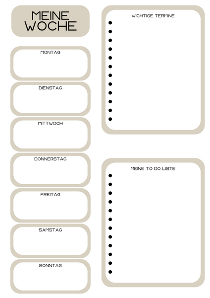 Freebie * Wochenplaner * verschiedene Farben * to do Liste * download