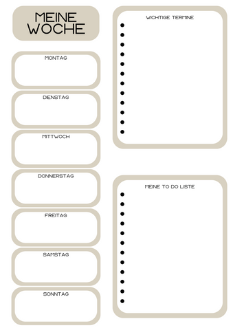 Freebie * Wochenplaner * verschiedene Farben * to do Liste * download