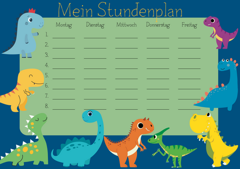 Dino Stundenplan * download * Einschulung * Schulkind