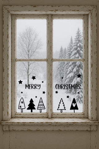 Fensteraufkleber - Vinylaufkleber - Dekoaufkleber - Weihnachten - Weihnachtsbaum - Weihnachtsdeko