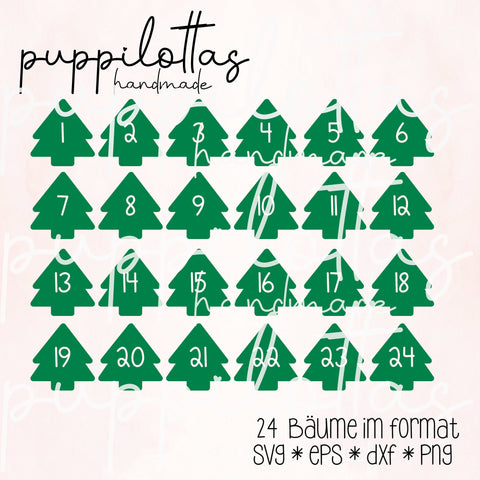 Plotterdatei * Adventskalenderzahlen * Tannenbaum * Datei * Sofortdownload * Plottdatei