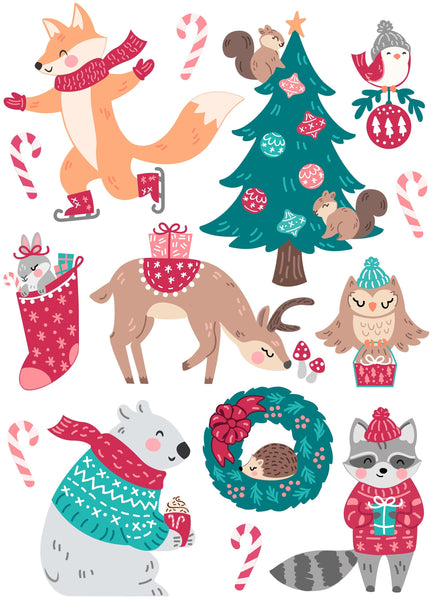 Stickerbogen * weihnachtliche Waldtiere * Papiersticker * Aufkleber
