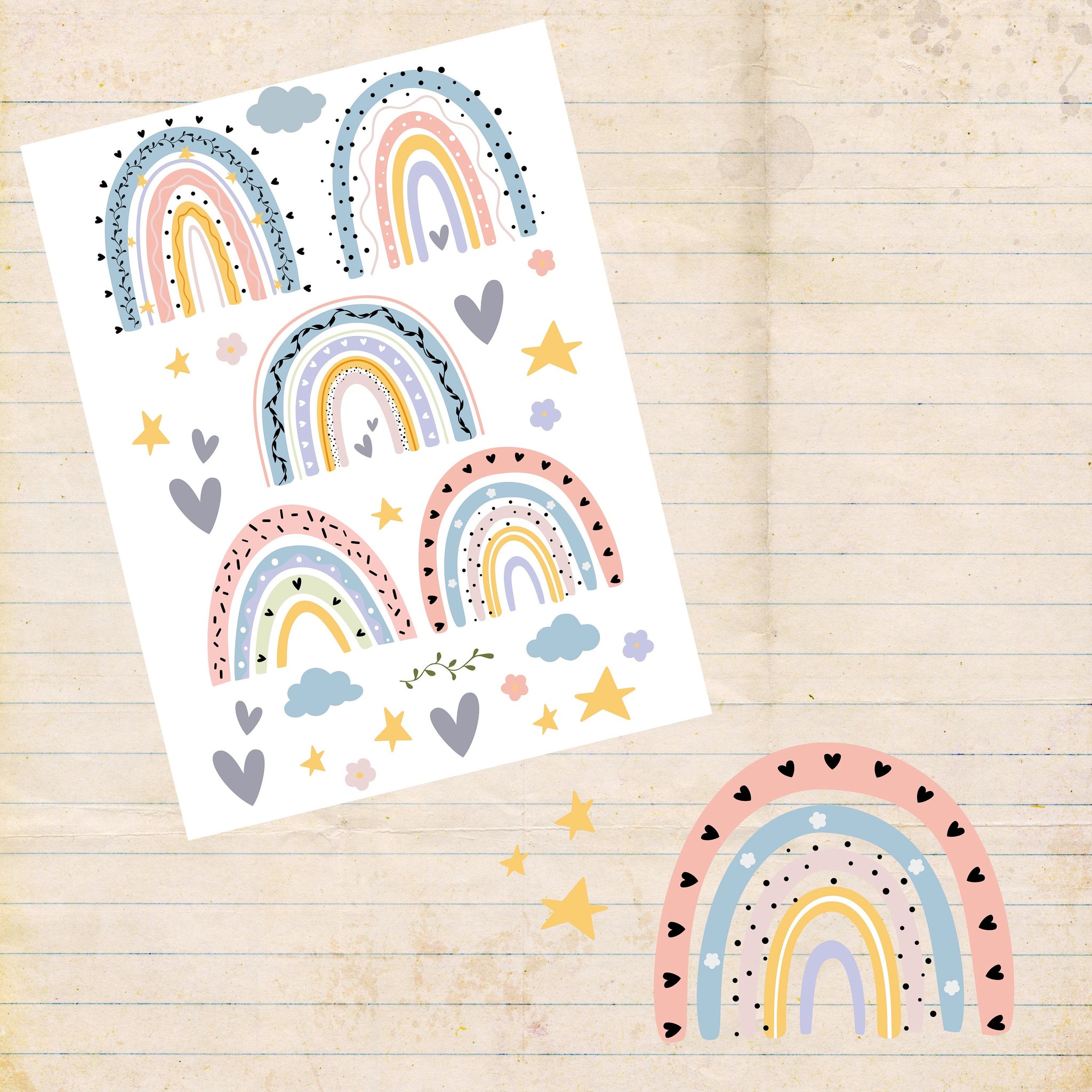 Stickerbogen A4 * boho Regenbogen * Papiersticker * Aufkleber