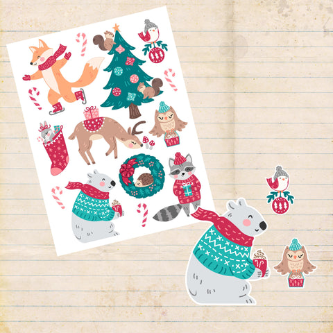 Stickerbogen A4 * Weihnachtstiere * Papiersticker * Aufkleber